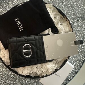 Dior Black Quilted Mirror Card Holder